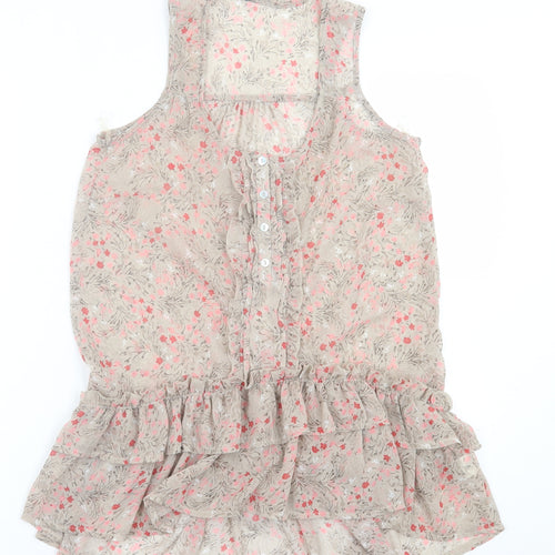 Atmosphere Womens Brown Floral Polyester Basic Tank Size 8 Crew Neck