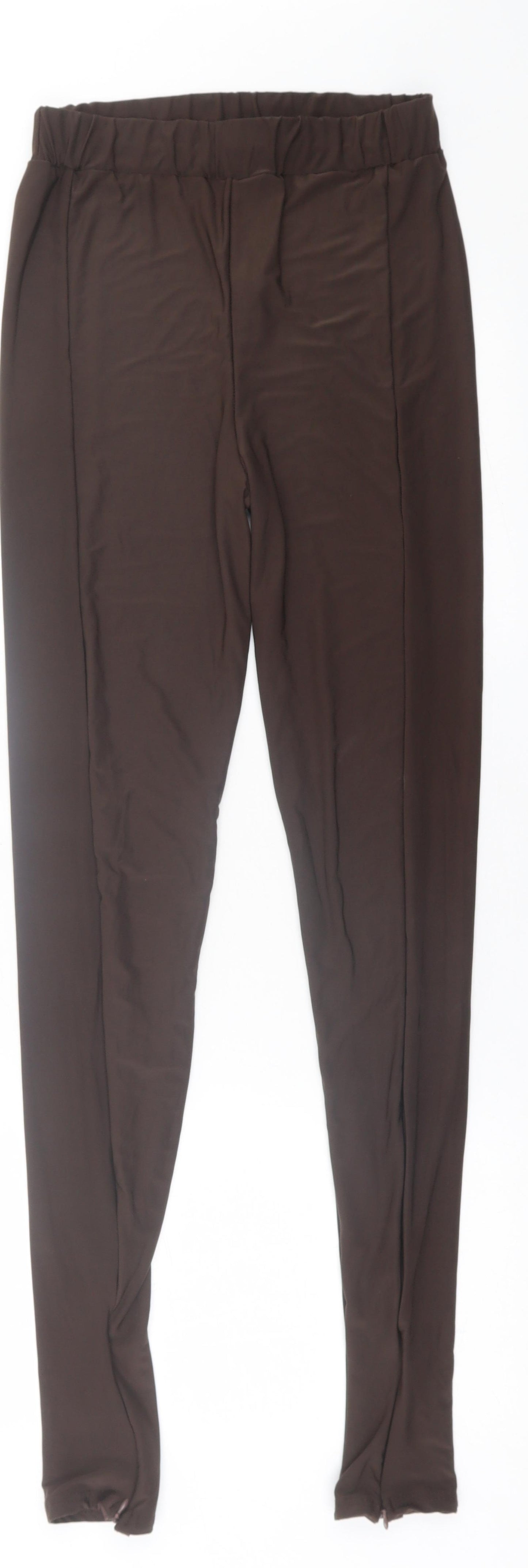 PRETTYLITTLETHING Womens Brown  Polyester Capri Leggings Size 6 L32 in