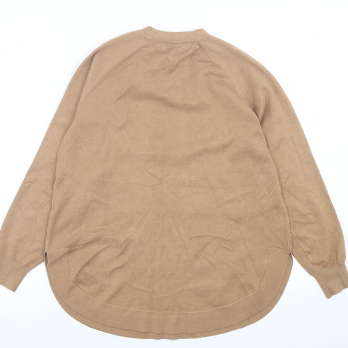 Gallery Womens Brown Crew Neck  Polyester Pullover Jumper Size S