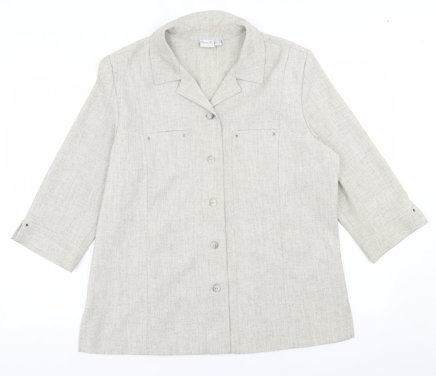 Oscar B. Womens Beige   Jacket Blazer Size 16  Button