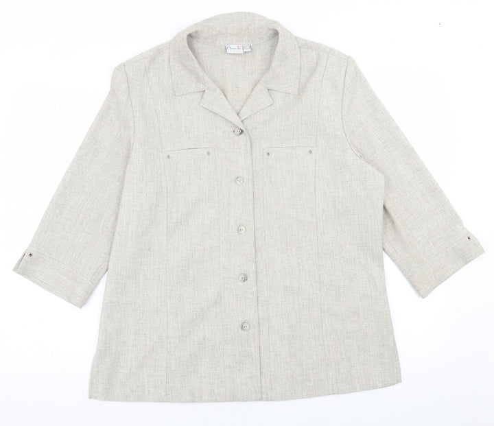 Oscar B. Womens Beige   Jacket Blazer Size 16  Button