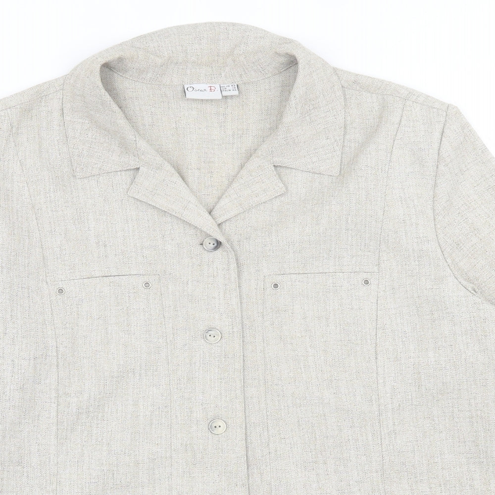 Oscar B. Womens Beige   Jacket Blazer Size 16  Button