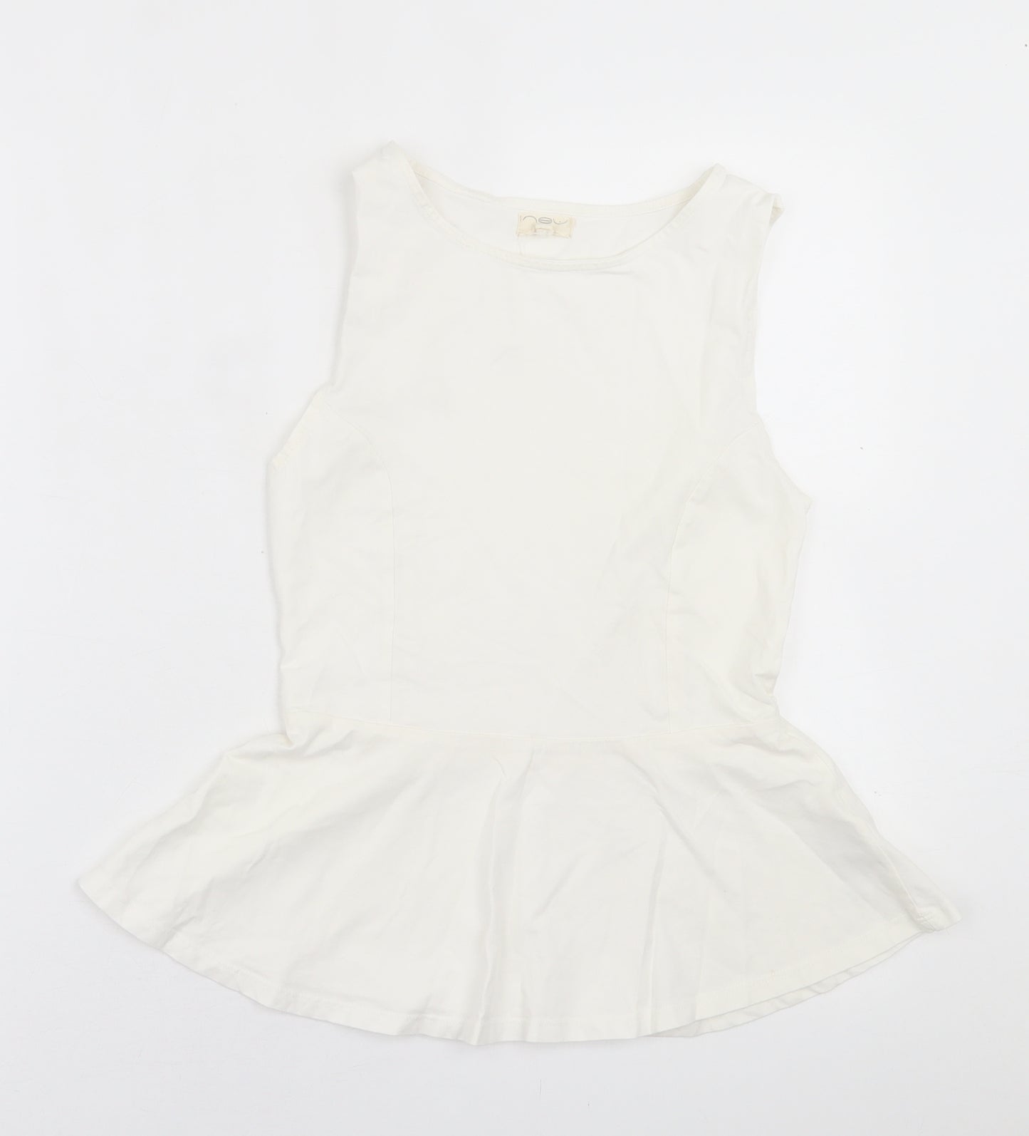 New Look Womens White  Cotton Basic Tank Size 10 Crew Neck