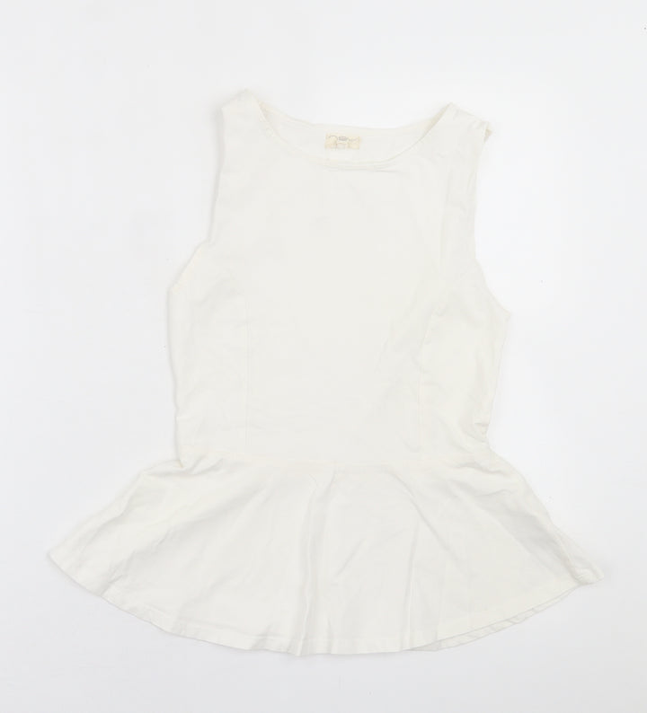 New Look Womens White  Cotton Basic Tank Size 10 Crew Neck