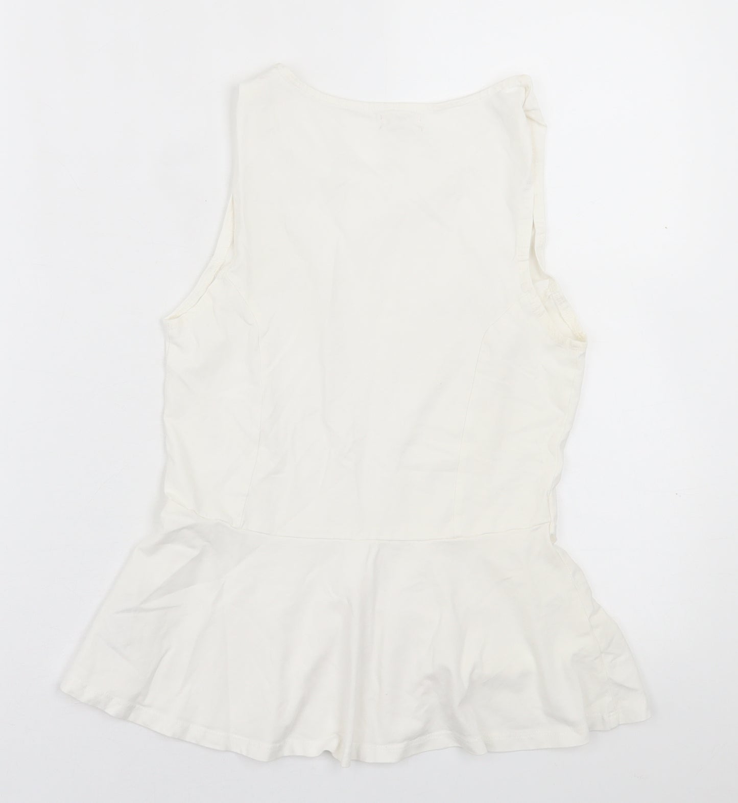 New Look Womens White  Cotton Basic Tank Size 10 Crew Neck