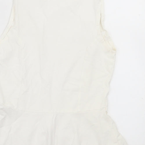 New Look Womens White  Cotton Basic Tank Size 10 Crew Neck