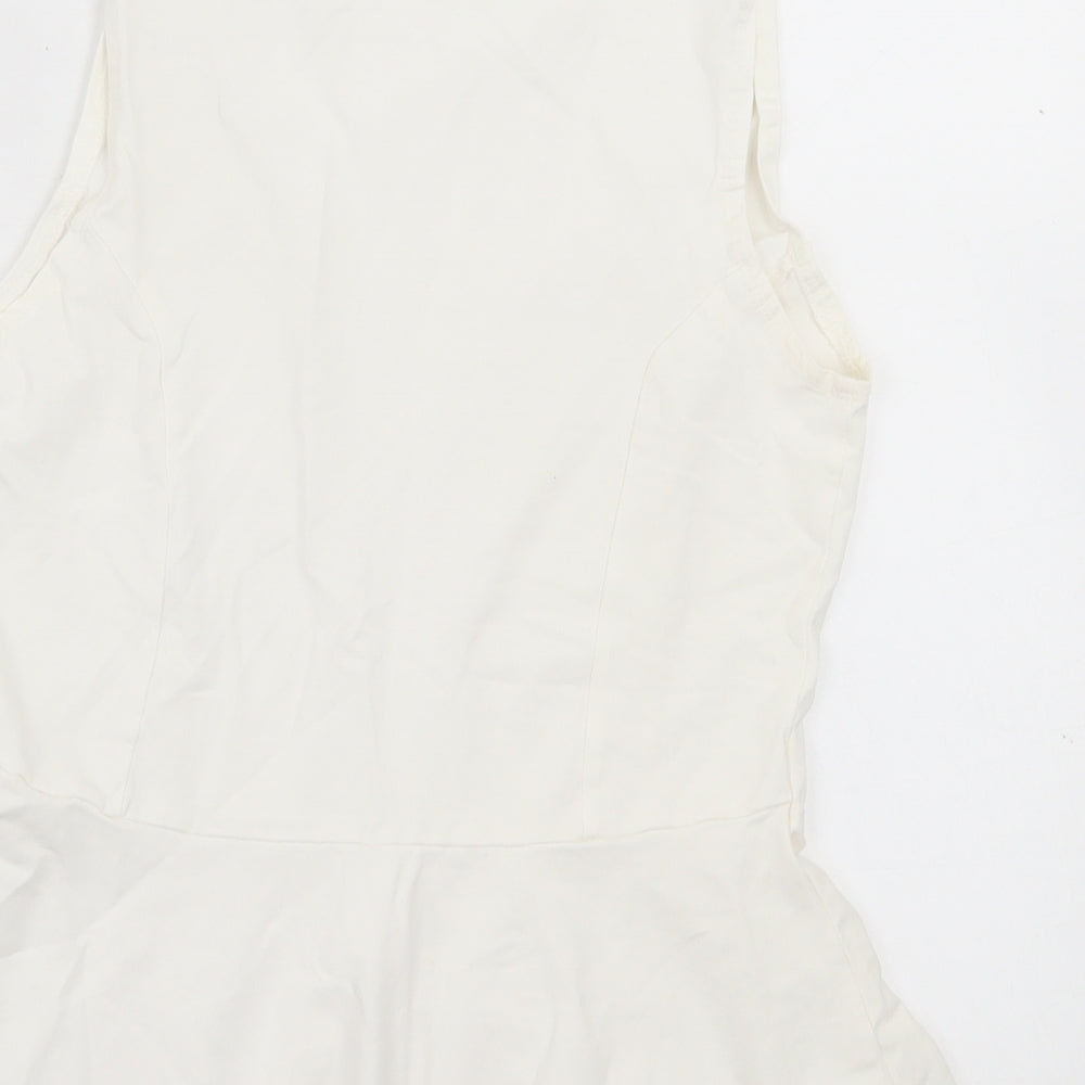 New Look Womens White  Cotton Basic Tank Size 10 Crew Neck