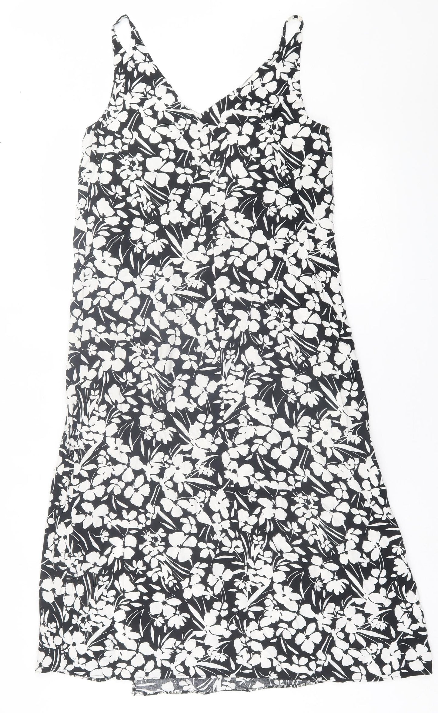 Primark Womens Black Geometric Viscose A-Line  Size 6  V-Neck Pullover