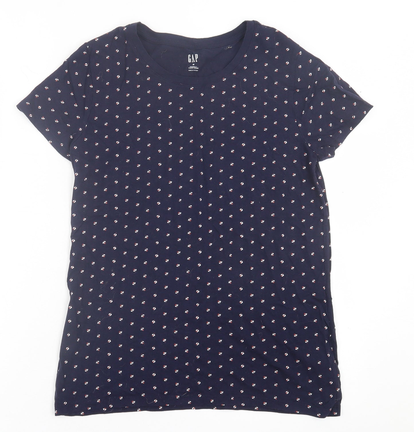 Gap Mens Blue Geometric Cotton  T-Shirt Size M Crew Neck