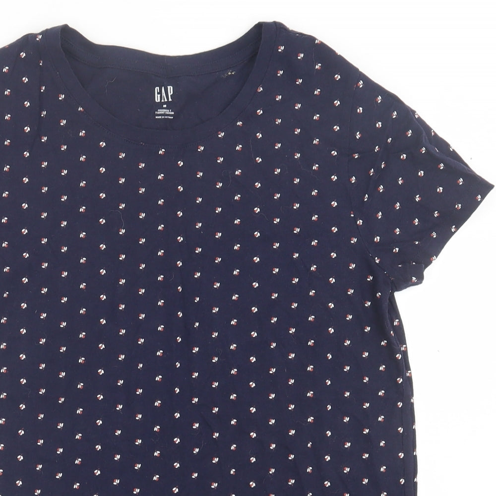 Gap Mens Blue Geometric Cotton  T-Shirt Size M Crew Neck
