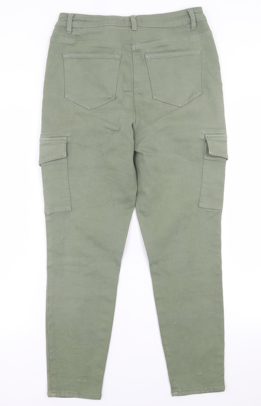 Papaya Womens Green  Cotton Skinny Jeans Size 12 L26 in Regular Button - Cargo Jeans