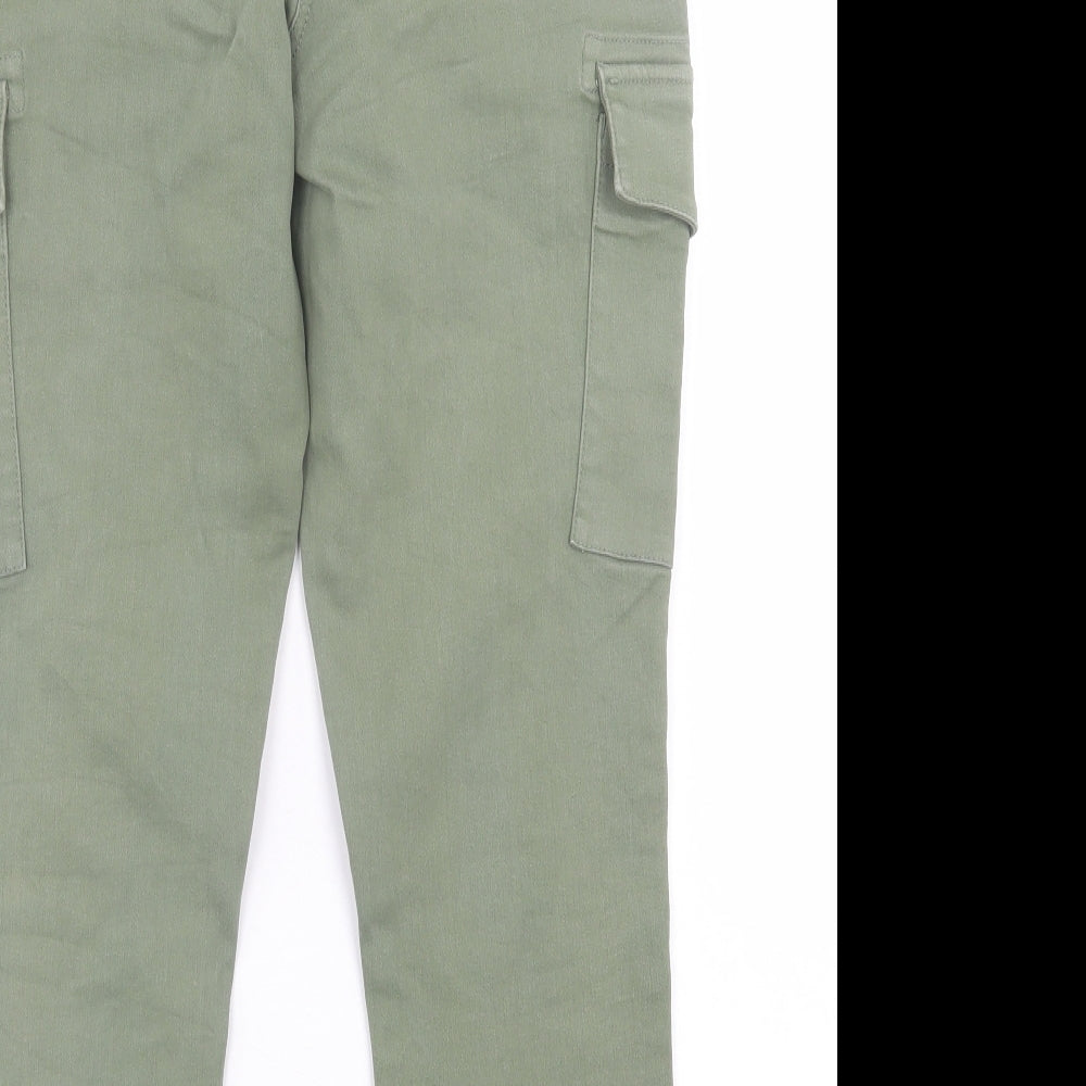 Papaya Womens Green  Cotton Skinny Jeans Size 12 L26 in Regular Button - Cargo Jeans