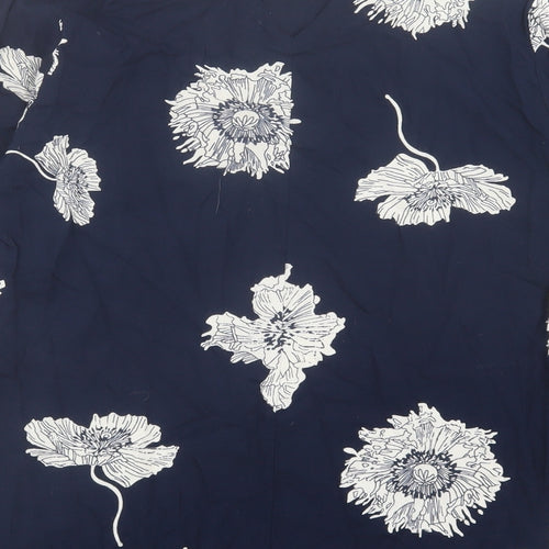 Quiosque Womens Blue Floral Viscose Basic T-Shirt Size 8 Crew Neck