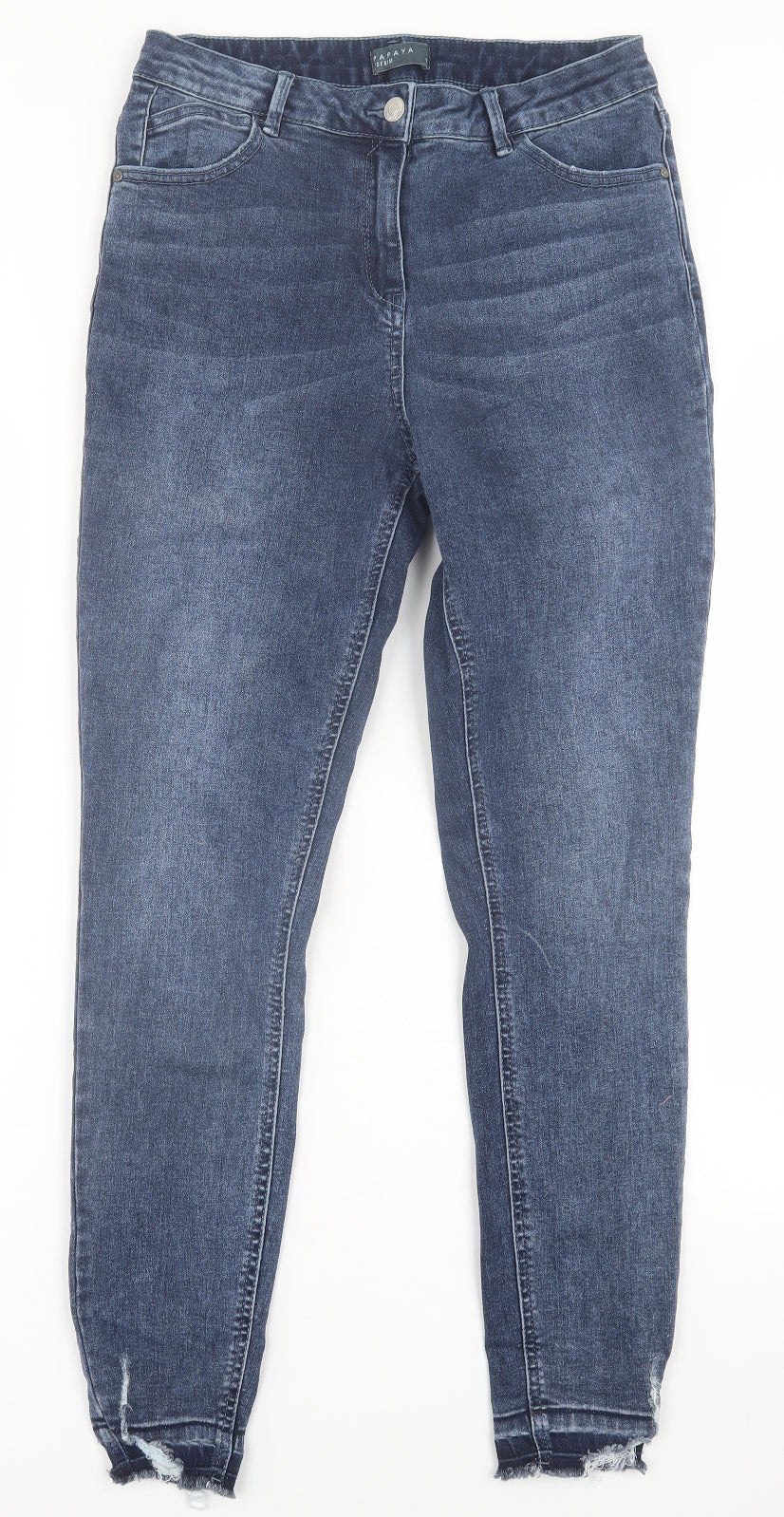 Papaya Womens Blue  Cotton Skinny Jeans Size 12 L29 in Regular Button
