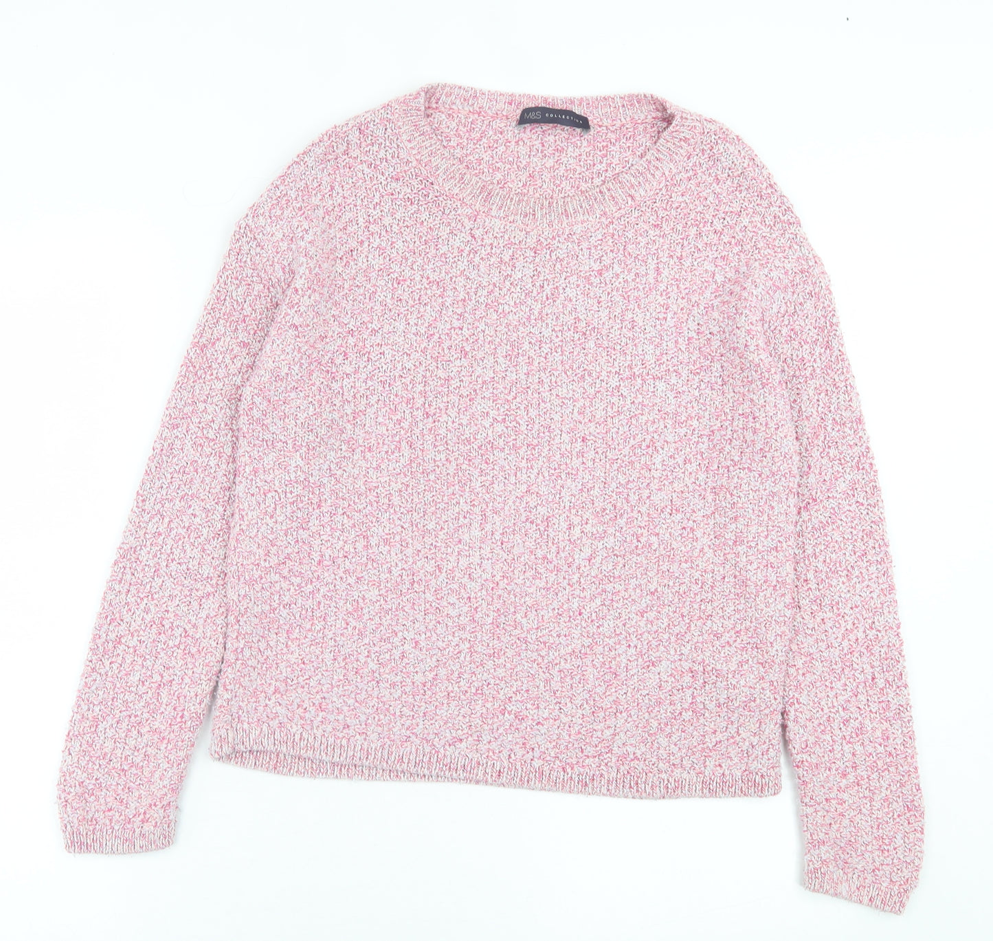 Marks and Spencer Womens Pink Crew Neck  Polyester Pullover Jumper Size 12