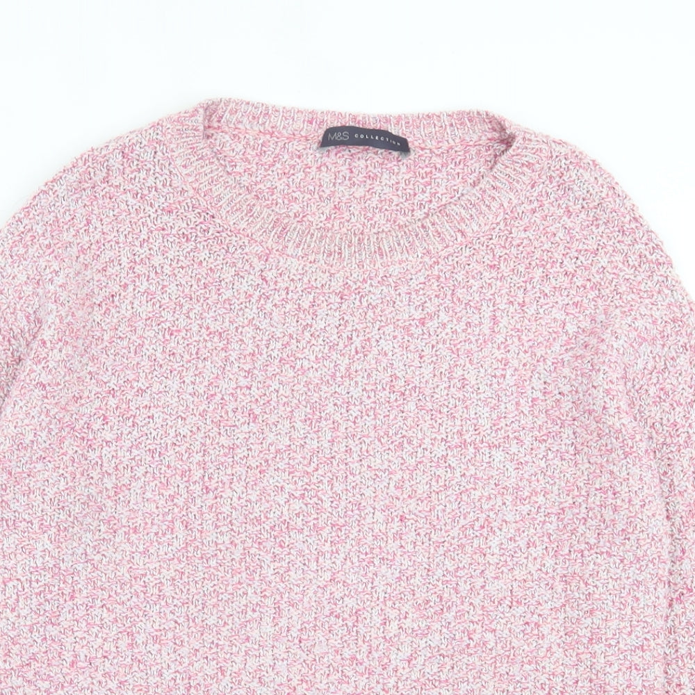 Marks and Spencer Womens Pink Crew Neck  Polyester Pullover Jumper Size 12