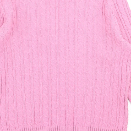 CHIC Womens Pink V-Neck  Acrylic Pullover Jumper Size S