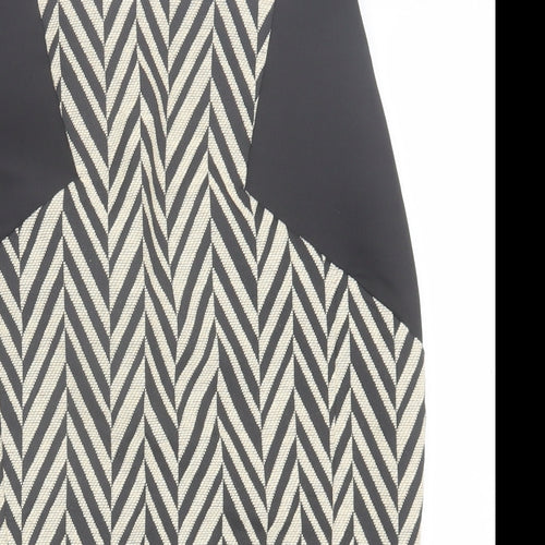Angl Womens Beige Geometric Cotton A-Line Skirt Size S   Zip