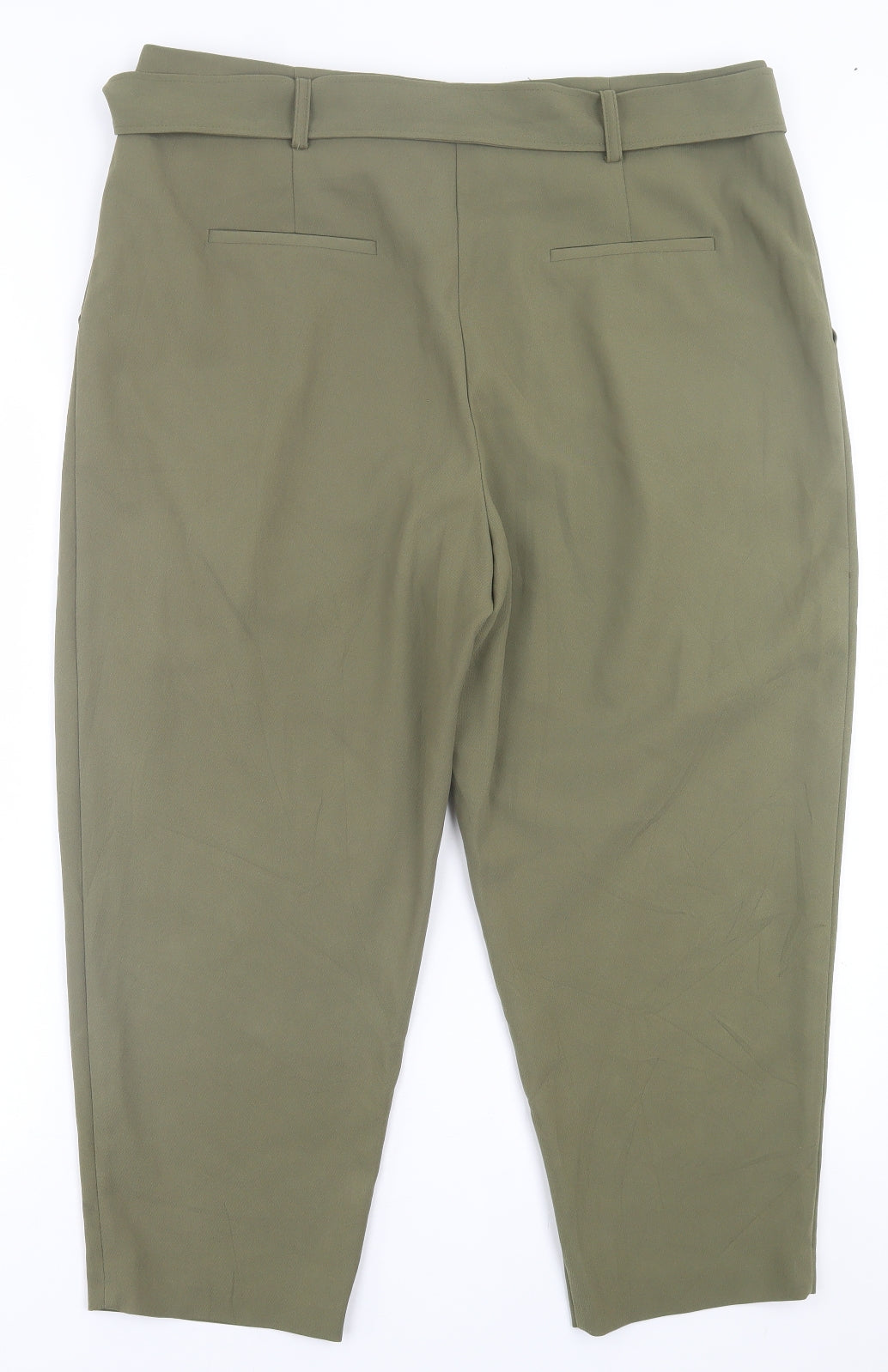 New Look Womens Green  Polyester Cropped Trousers Size 16 L24 in Regular Hook & Eye
