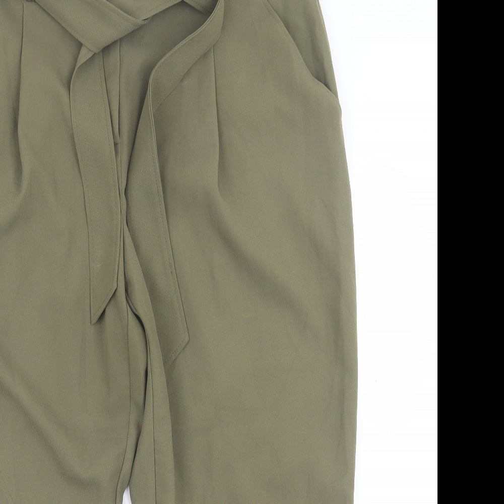 New Look Womens Green  Polyester Cropped Trousers Size 16 L24 in Regular Hook & Eye