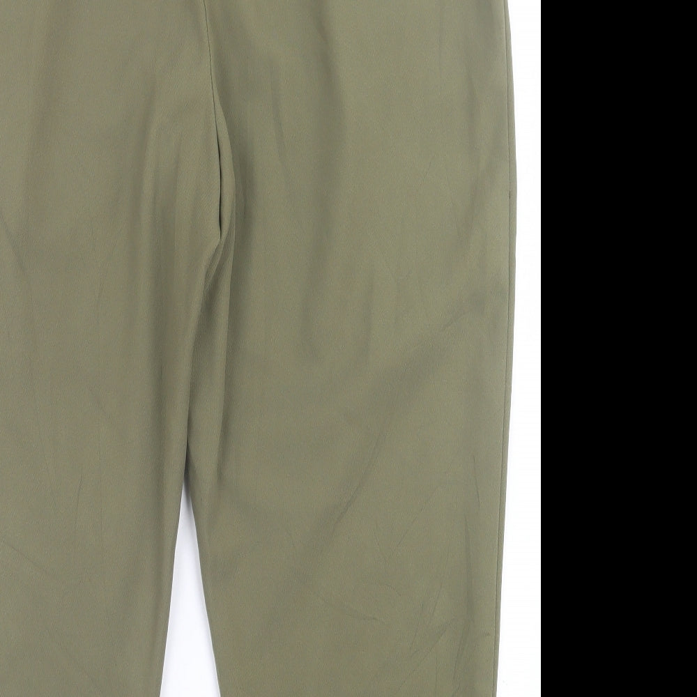 New Look Womens Green  Polyester Cropped Trousers Size 16 L24 in Regular Hook & Eye