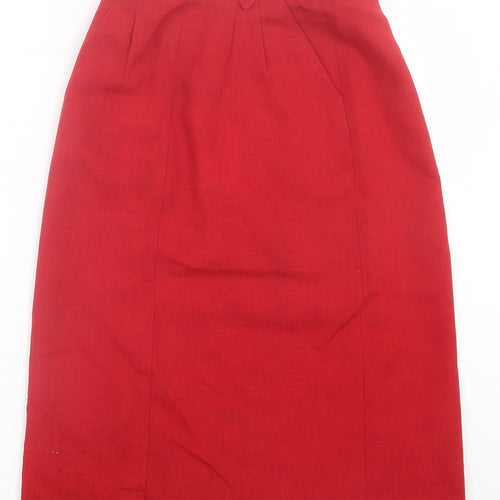 Paul Costelloe Womens Red  Polyester A-Line Skirt Size 8   Button