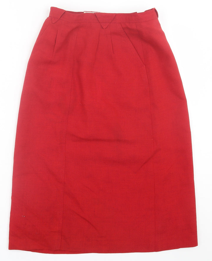 Paul Costelloe Womens Red Polyester A-Line Skirt Size 8 Button