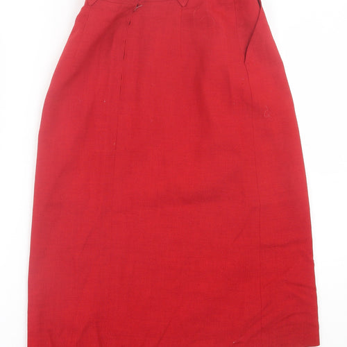 Paul Costelloe Womens Red  Polyester A-Line Skirt Size 8   Button