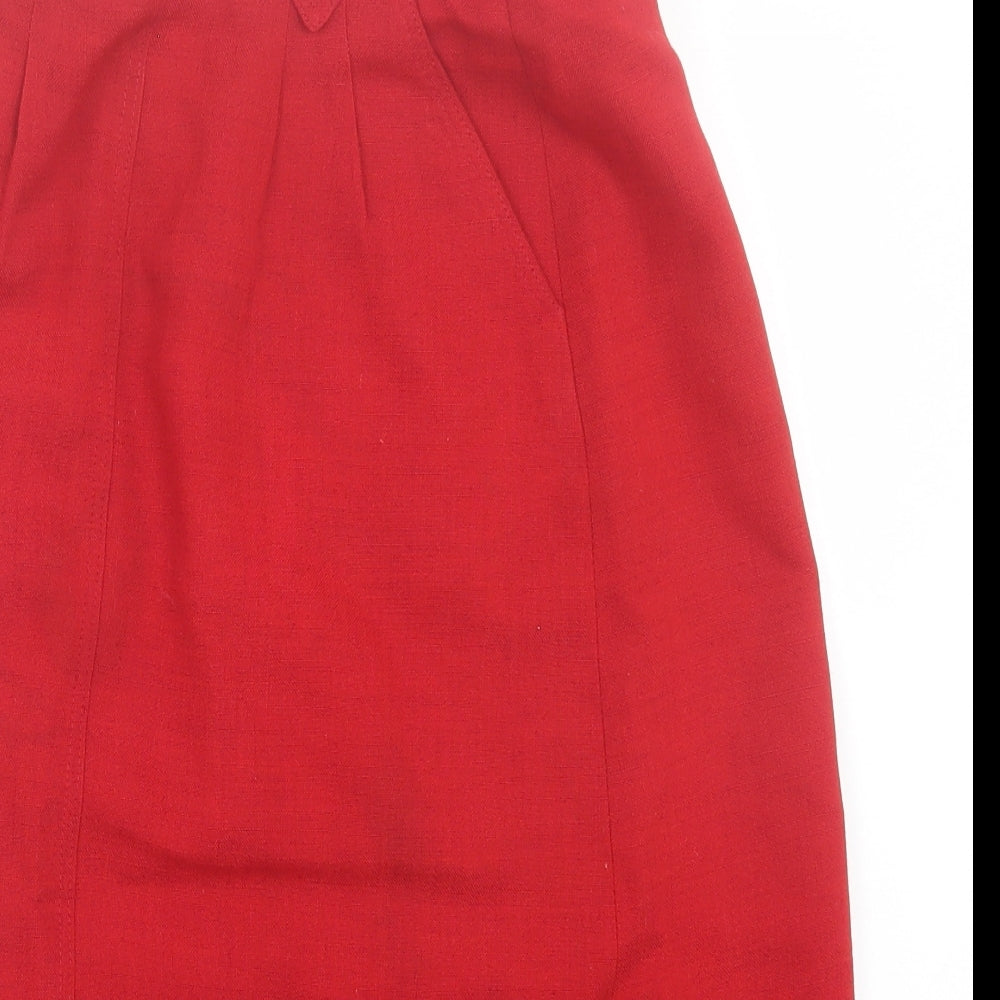 Paul Costelloe Womens Red  Polyester A-Line Skirt Size 8   Button