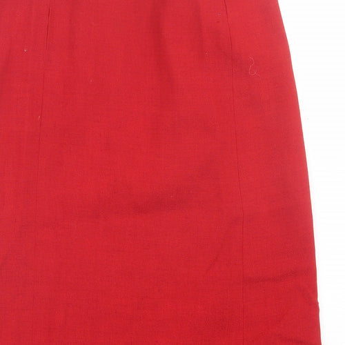 Paul Costelloe Womens Red  Polyester A-Line Skirt Size 8   Button