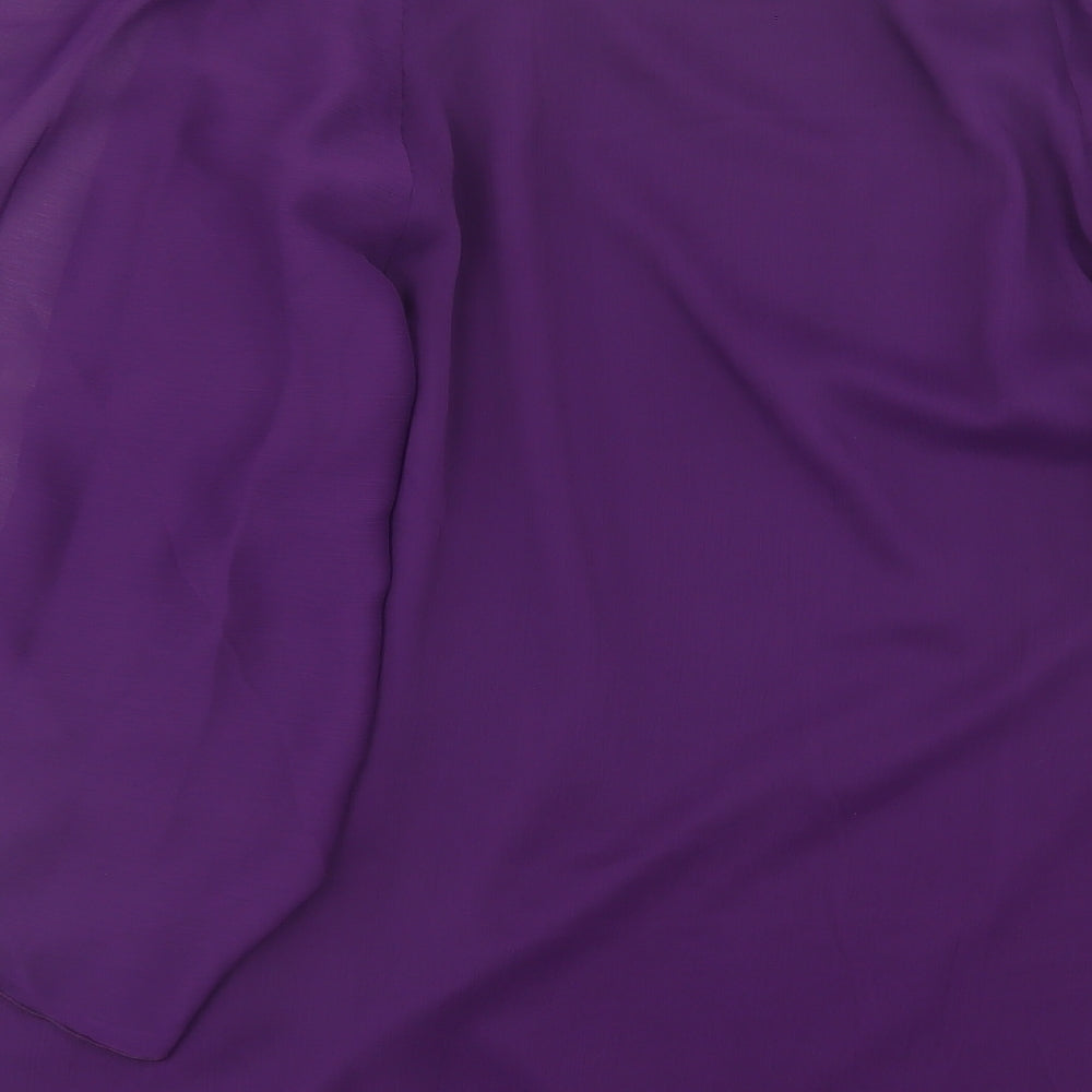Preworn Womens Purple  Polyester Basic Blouse Size 16 Boat Neck