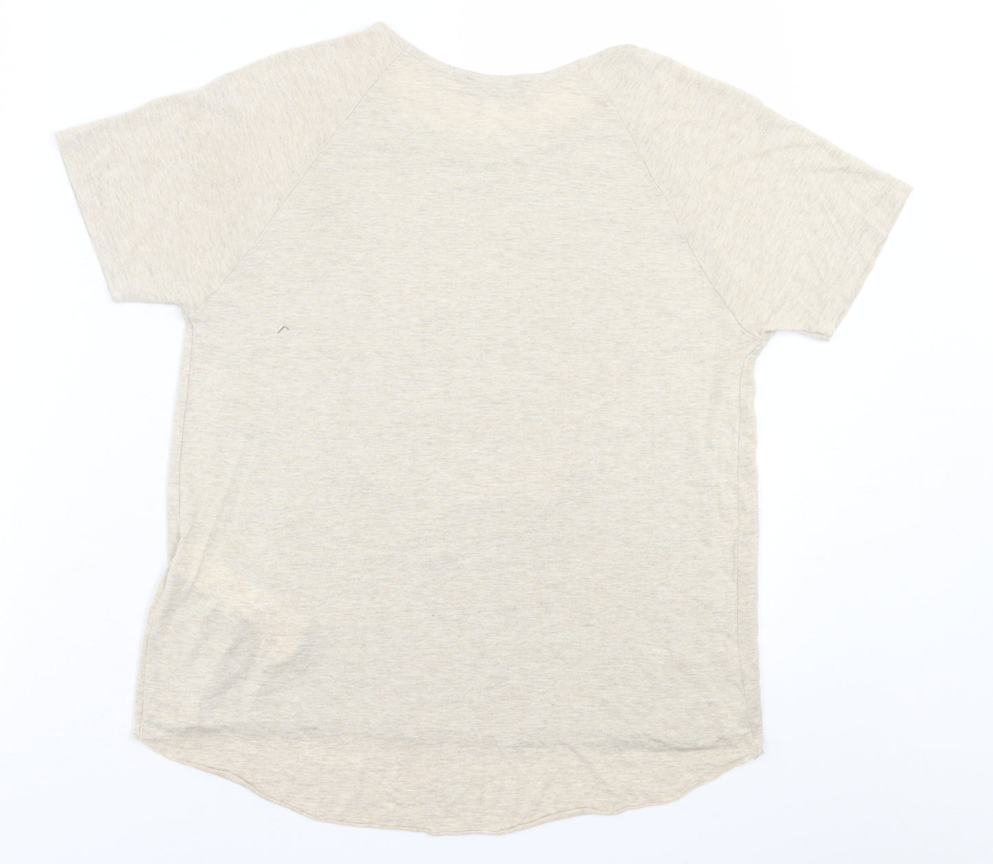 Zara Womens Beige  Polyester Basic T-Shirt Size S Crew Neck