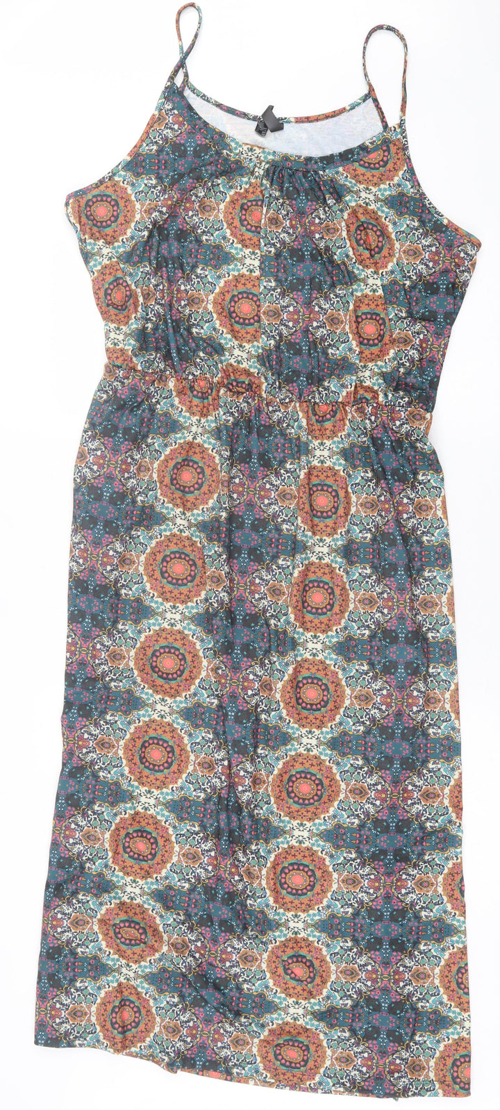Rainbow Womens Multicoloured Geometric Polyester A-Line Size XL Scoop Neck Pullover