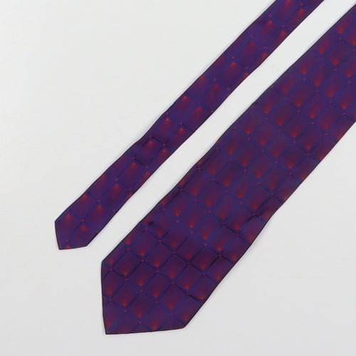 David Moss Mens Purple Plaids & Checks Silk Pointed Tie One Size