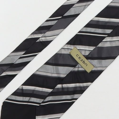 Cezan Mens Multicoloured Striped Silk Pointed Tie One Size