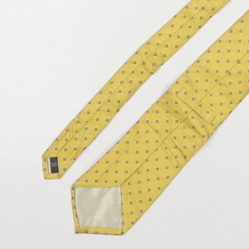 Marks and Spencer Mens Gold Geometric Silk Pointed Tie One Size
