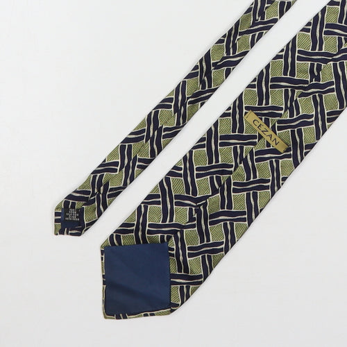 Cezan Mens Multicoloured Geometric Silk Pointed Tie One Size