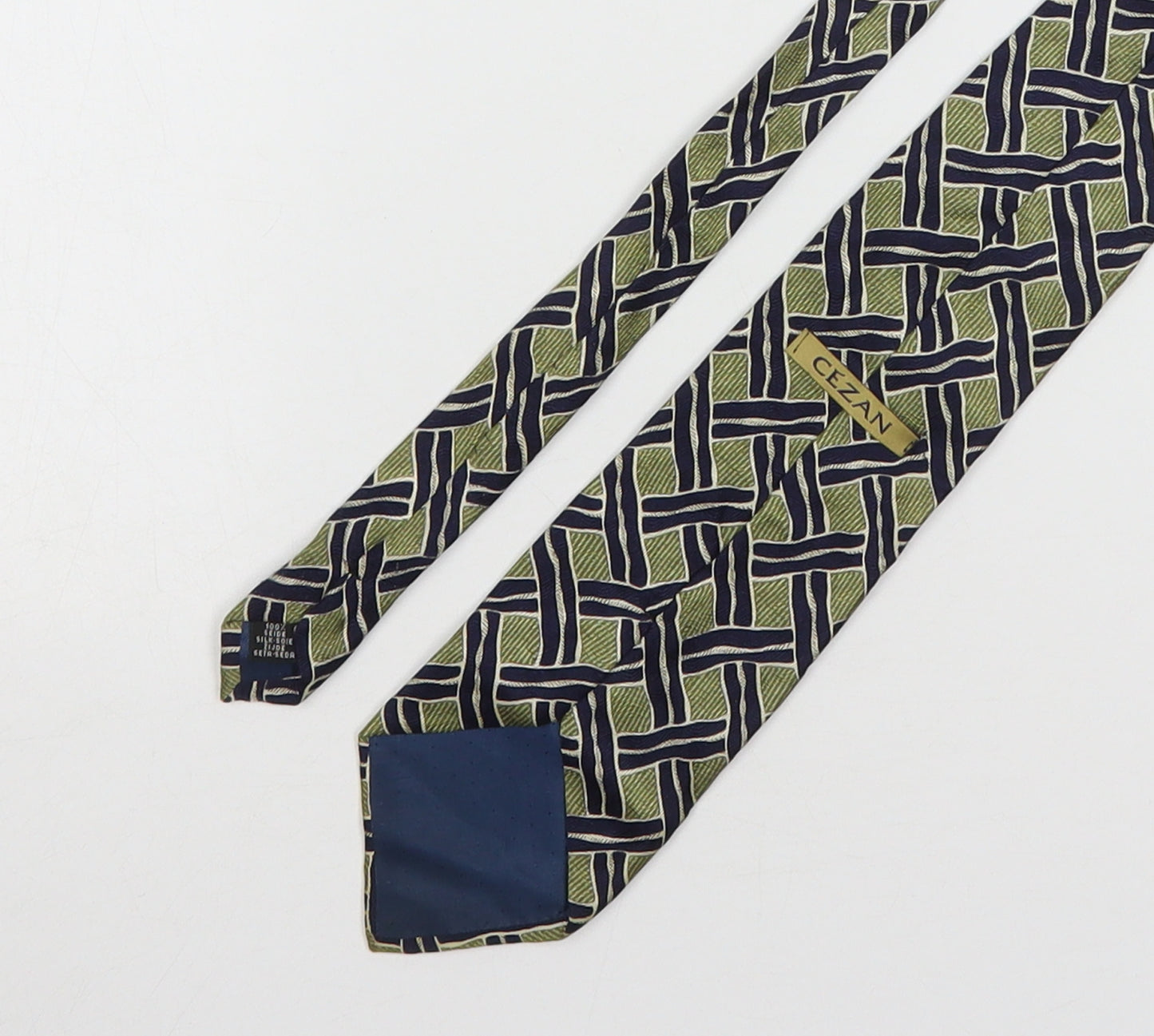 Cezan Mens Multicoloured Geometric Silk Pointed Tie One Size