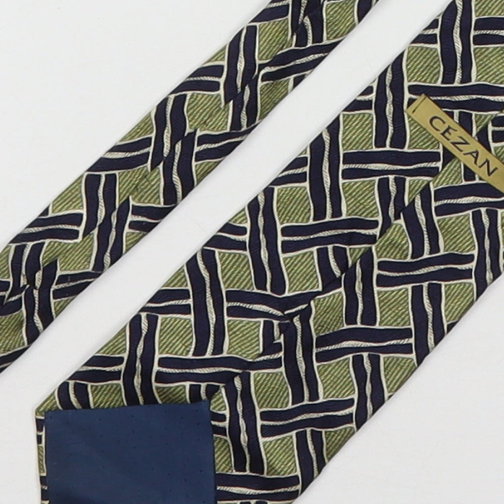 Cezan Mens Multicoloured Geometric Silk Pointed Tie One Size