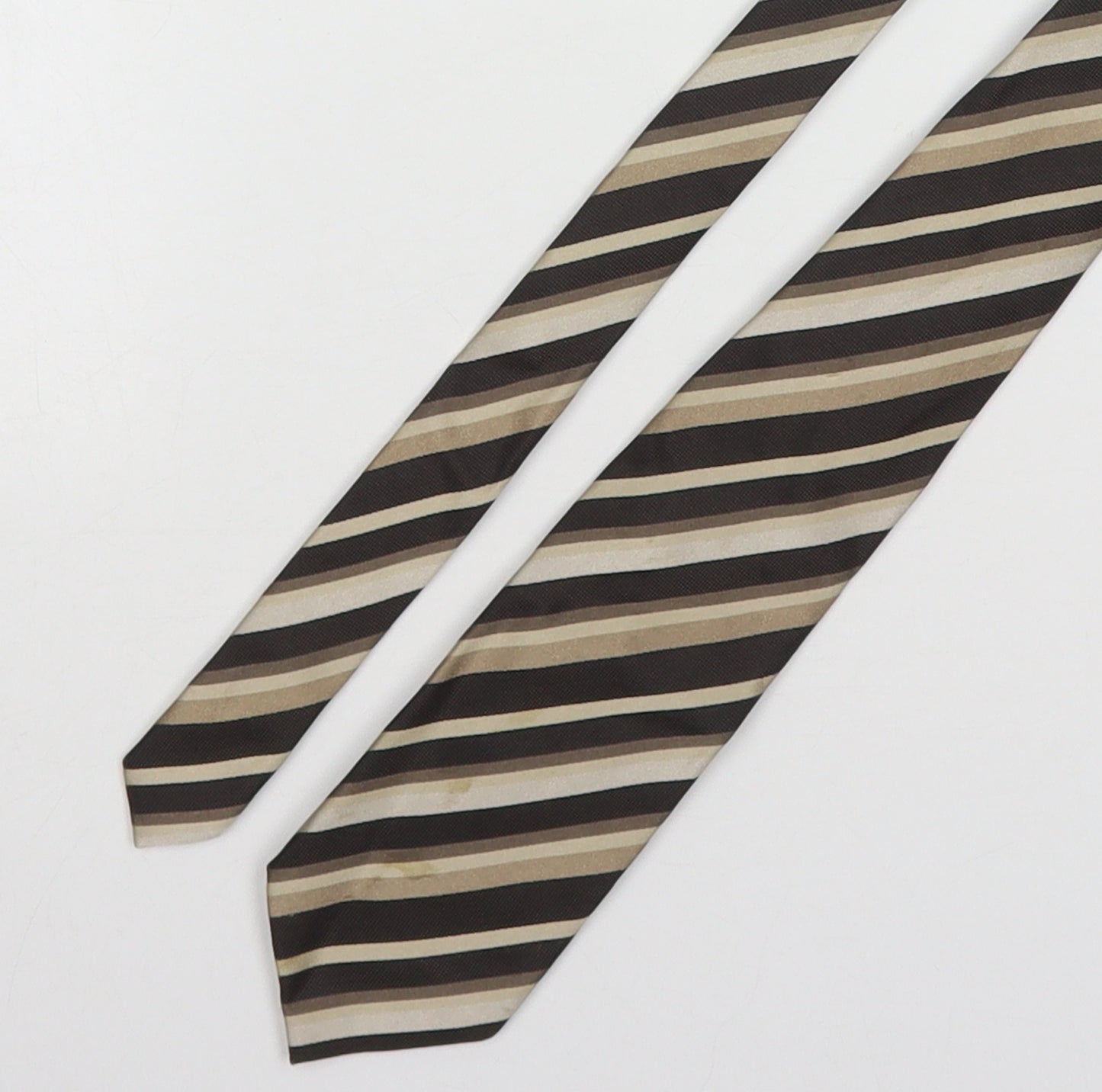 Van Heusen Mens Brown Striped Silk Pointed Tie One Size