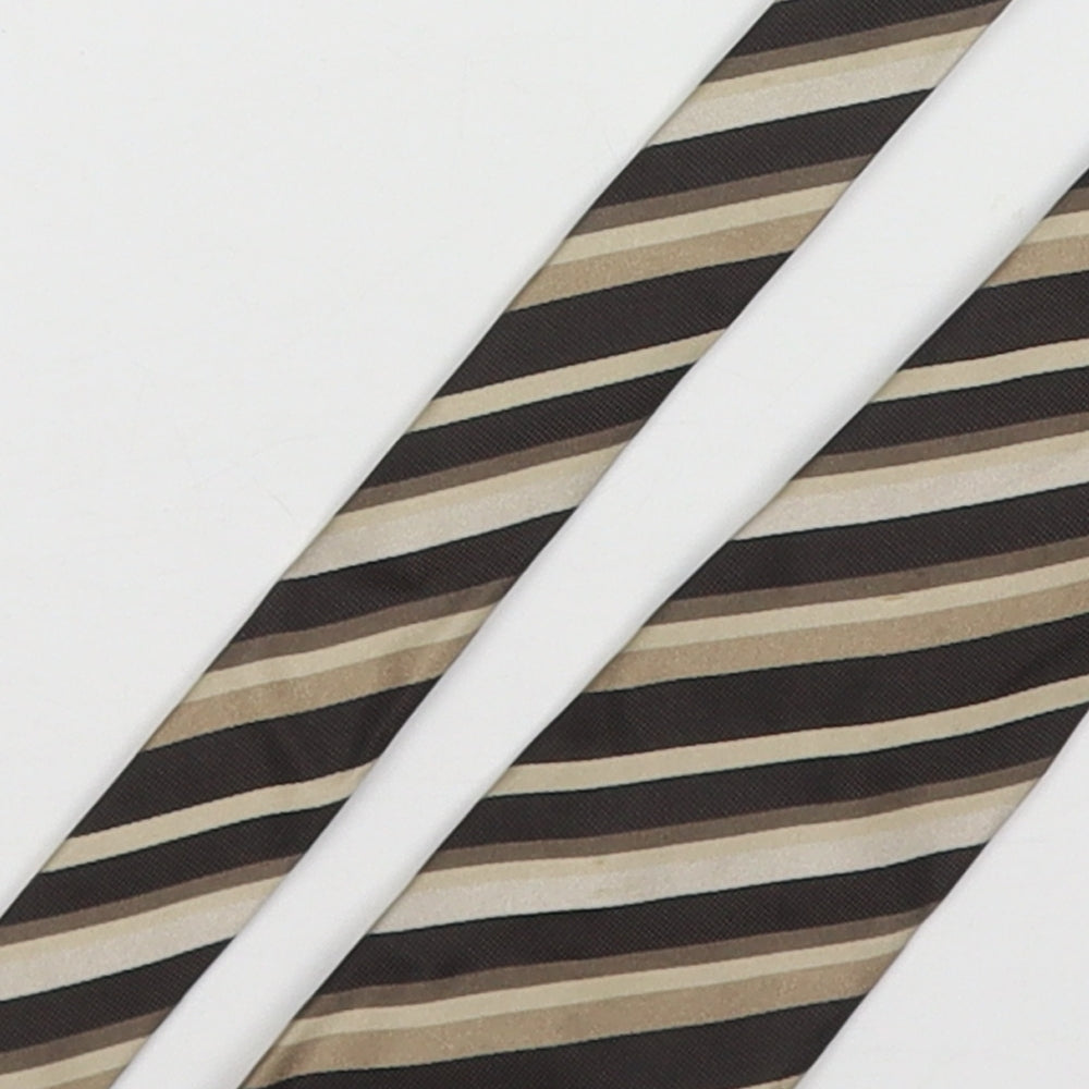 Van Heusen Mens Brown Striped Silk Pointed Tie One Size