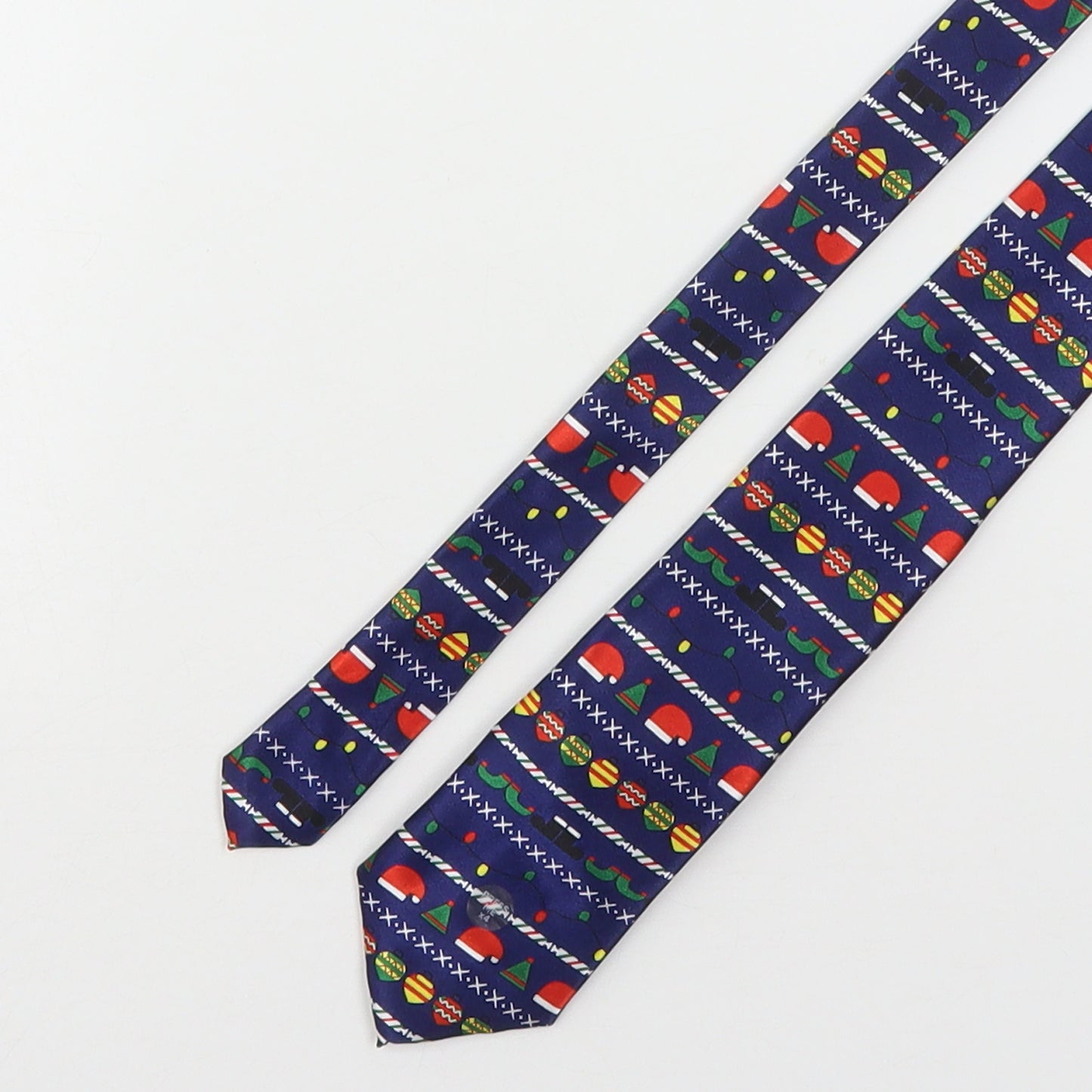 Marks and Spencer Mens Multicoloured Geometric Silk Pointed Tie One Size - Christmas