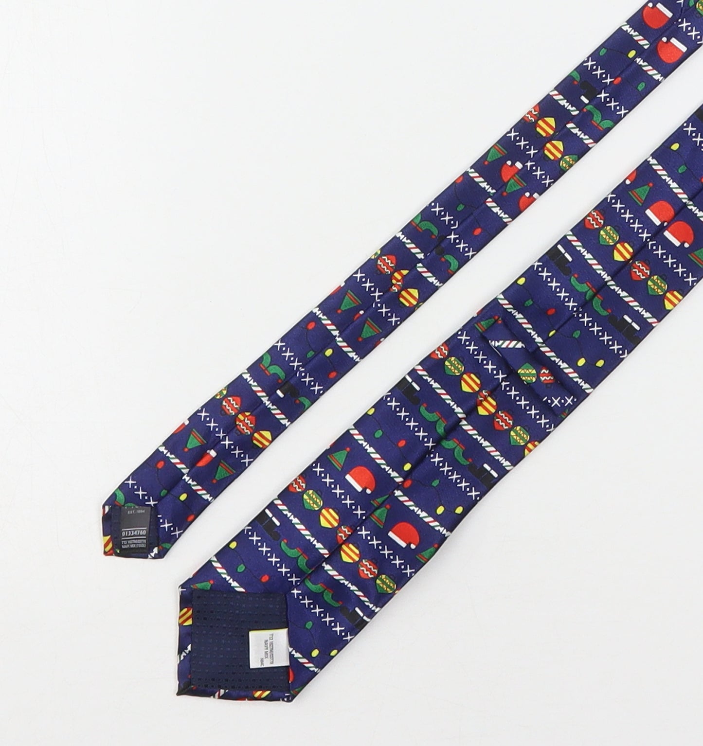 Marks and Spencer Mens Multicoloured Geometric Silk Pointed Tie One Size - Christmas