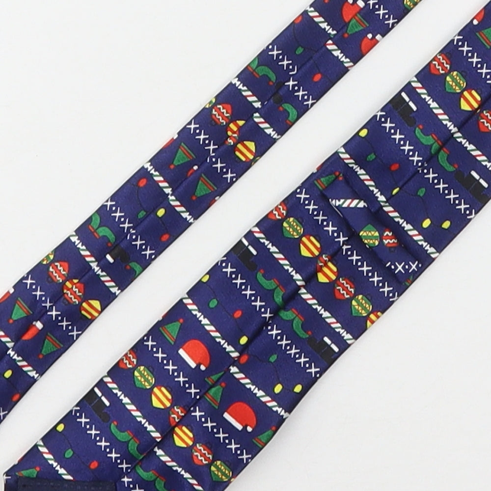 Marks and Spencer Mens Multicoloured Geometric Silk Pointed Tie One Size - Christmas