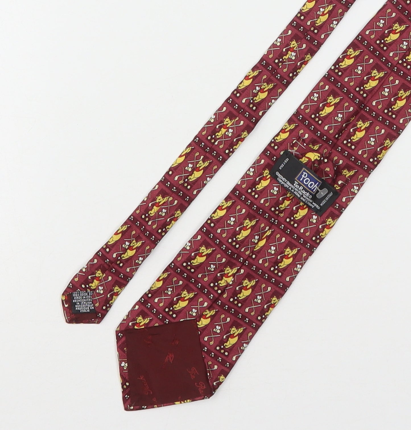 Tie Rack  Mens Multicoloured Geometric Silk Pointed Tie One Size - Winnie The Pooh