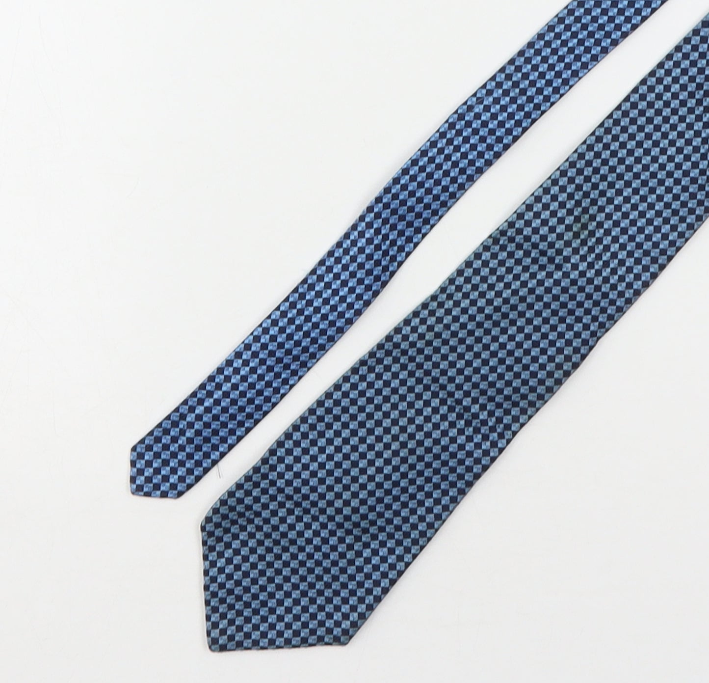 John Comfort Mens Blue Plaids & Checks Silk Pointed Tie One Size