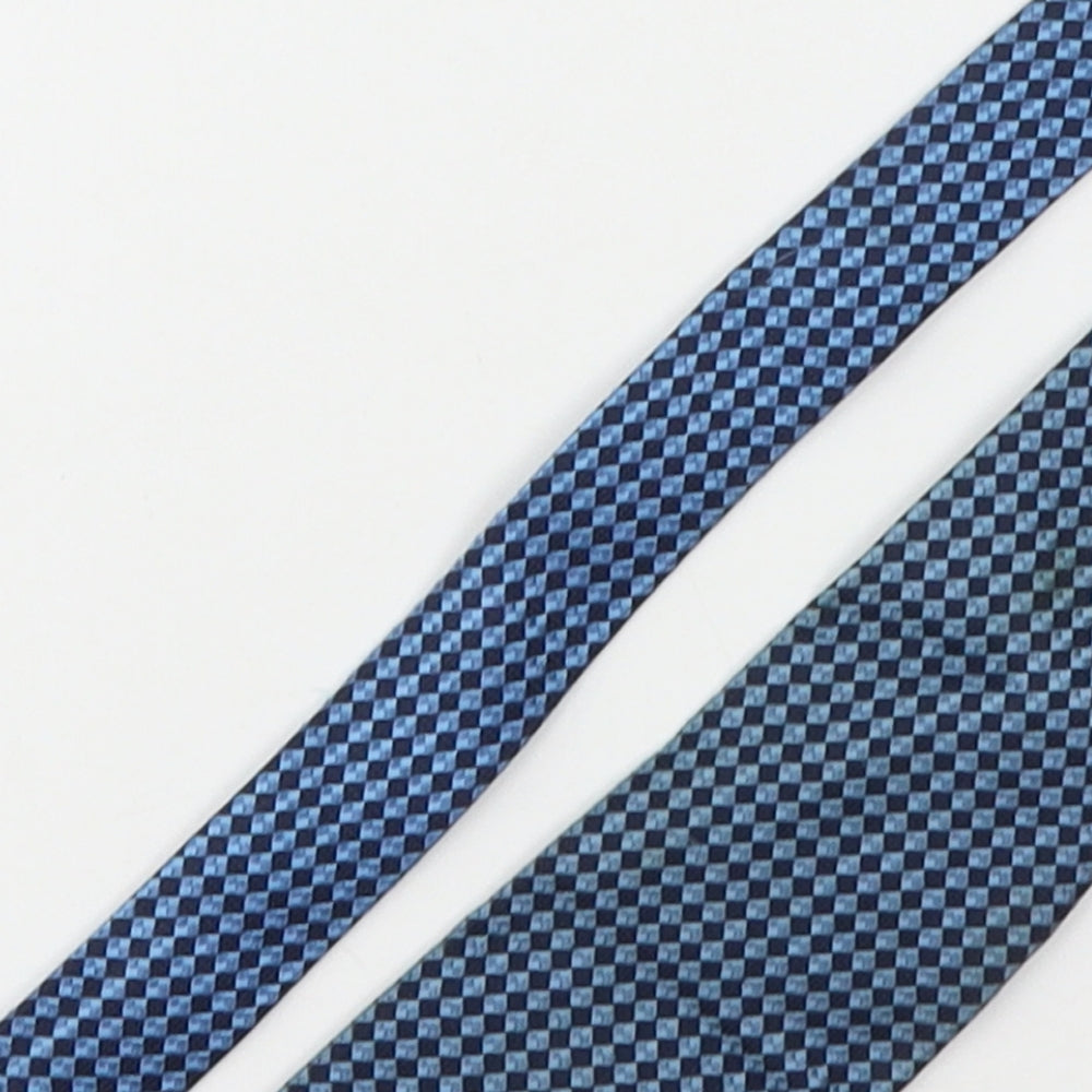 John Comfort Mens Blue Plaids & Checks Silk Pointed Tie One Size