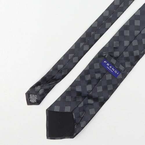 Frangi Mens Grey Plaids & Checks Silk Pointed Tie One Size