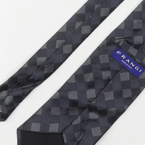 Frangi Mens Grey Plaids & Checks Silk Pointed Tie One Size