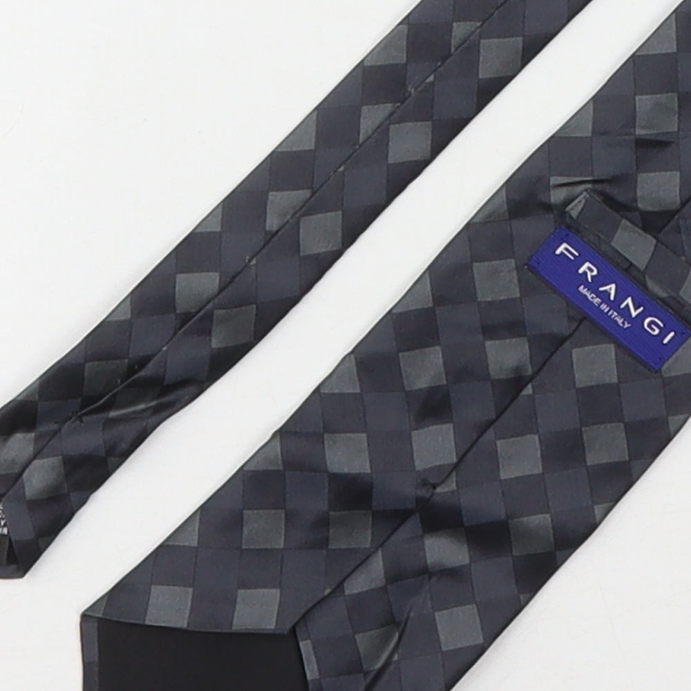 Frangi Mens Grey Plaids & Checks Silk Pointed Tie One Size